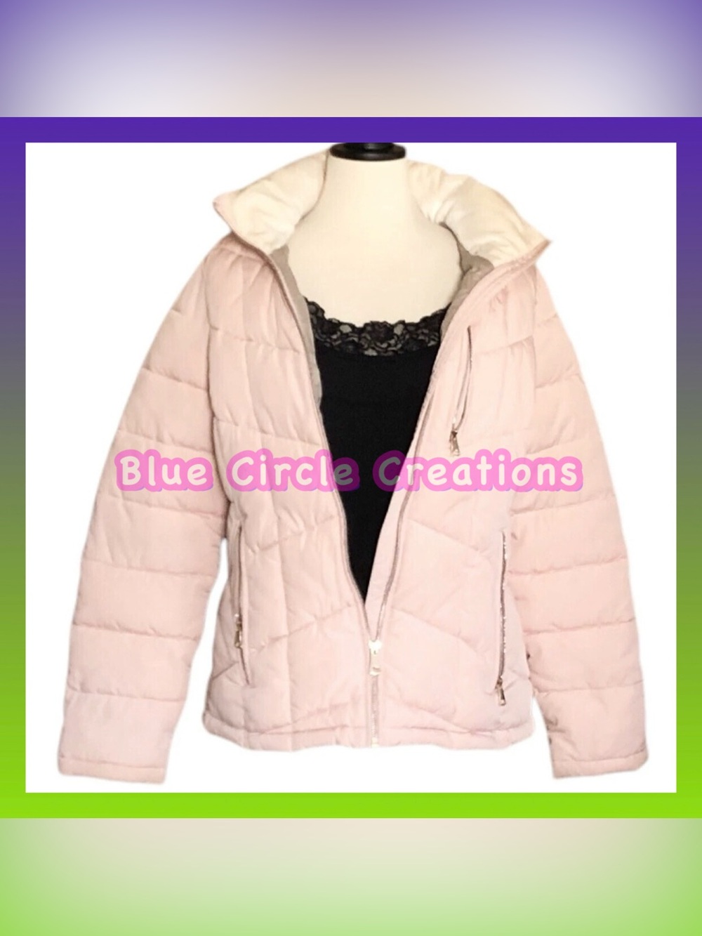 Andrew Marc New York Pale Pink Puffer Coat with Gold Hardware 
•Size Small